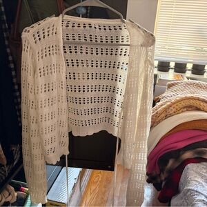 Elegant White Open-Knit Women's Sweater